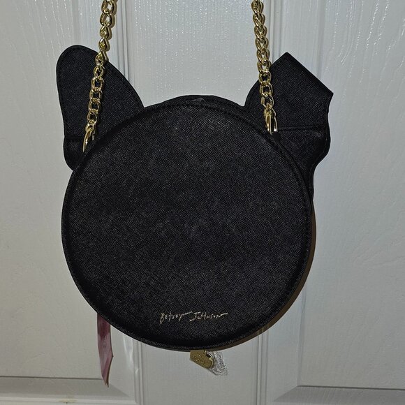 NWT BETSEY JOHNSON Puppy In Sunglasses Black & Pink Dog Glitter Crossbody - Picture 3 of 3